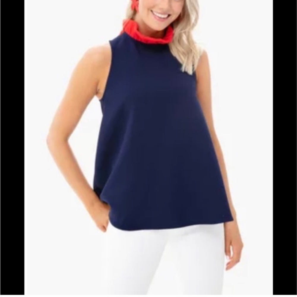 Navy Red 4th of July sleeveless top— Pomander Place XS